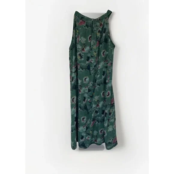 Bellambra Linen Midi Dress XL Green Floral Cottagecore Fairycore Coastal Beach - Picture 4 of 9